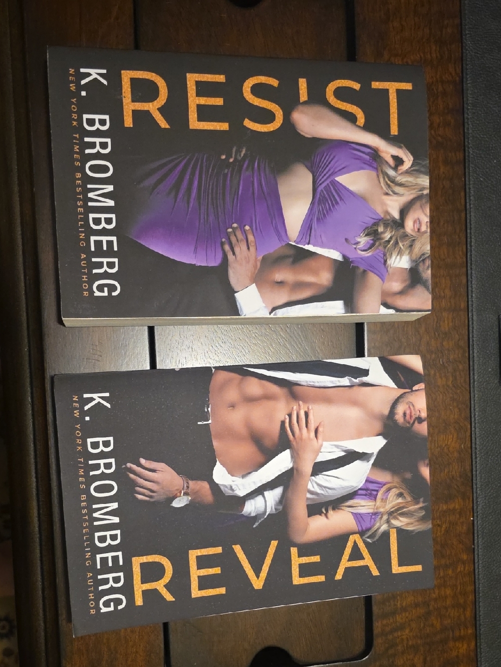 K. Bromberg 'Resist' & 'Reveal' Paperback Set - Purple & Gold Covers